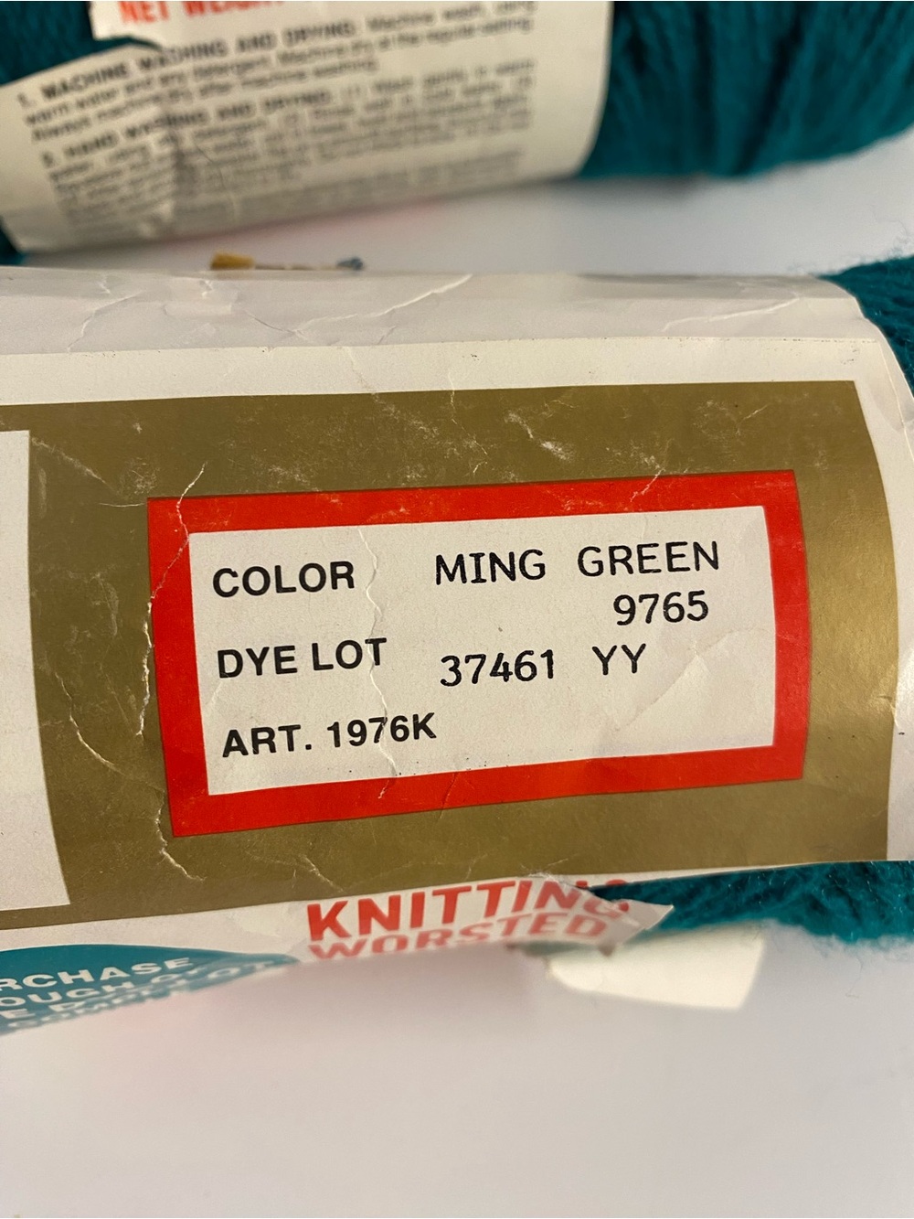 Vintage Sayelle Knitting Worsted Acrylic Yarn Ming Green 2 Skeins New - Picture 2 of 3